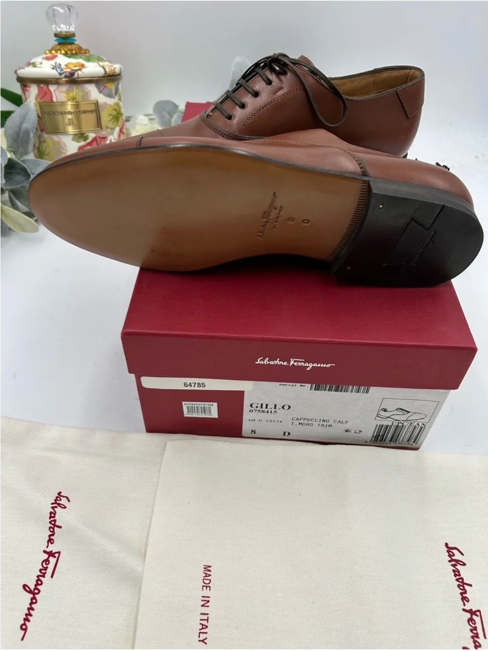 Men’s Salvatore Ferragamo GILLO lace up Loxford size 8D made in Italy